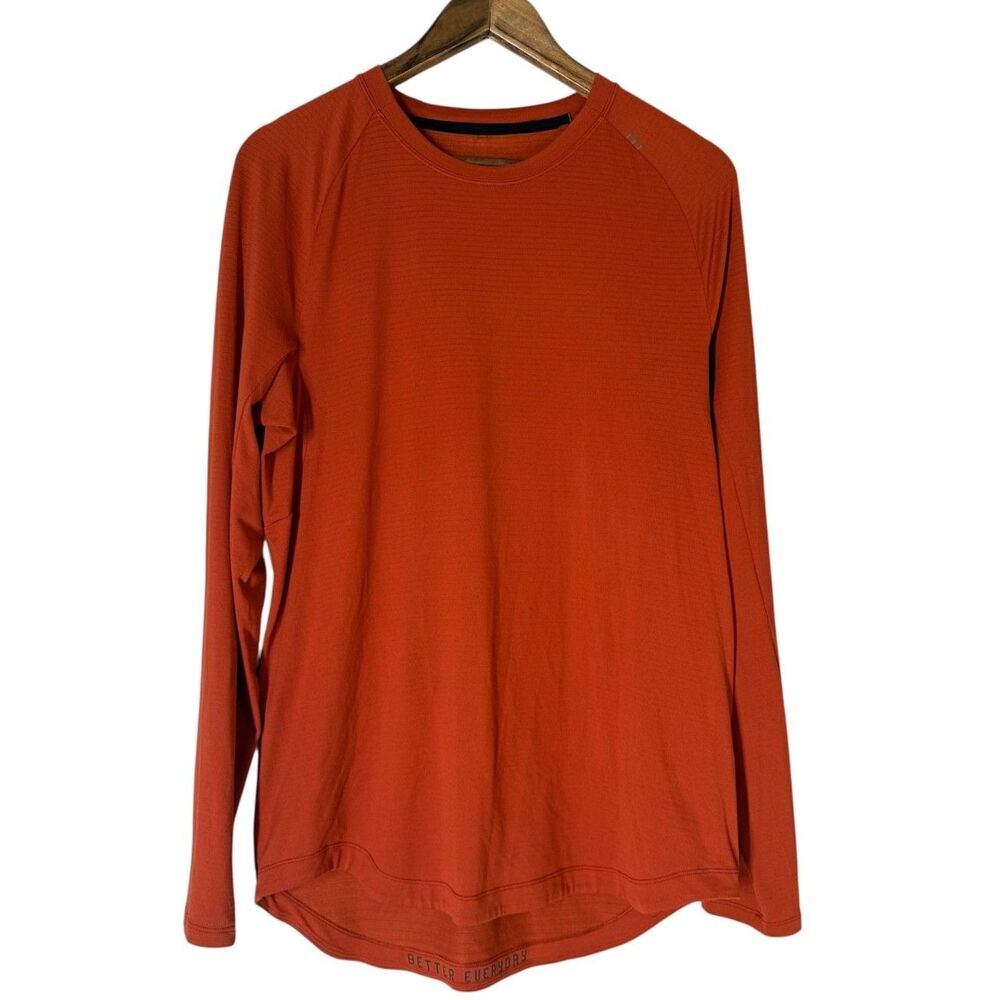 Lululemon Mens Vented Orange Long Sleeve Shirt Sz S Athletic Running Performance